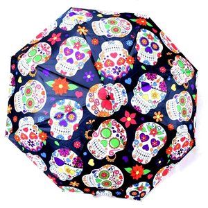 Sugar Skulls Umbrella Neon Bright Colors on Black